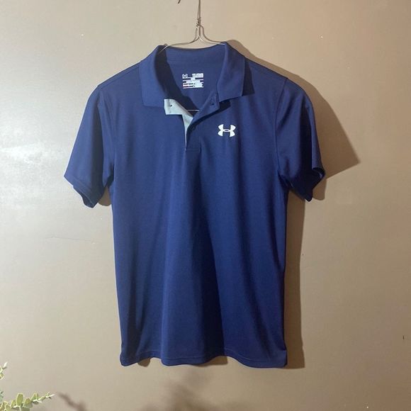 Under Armour Polo Collared Shirt Youth XL Navy Blue - Picture 2 of 7